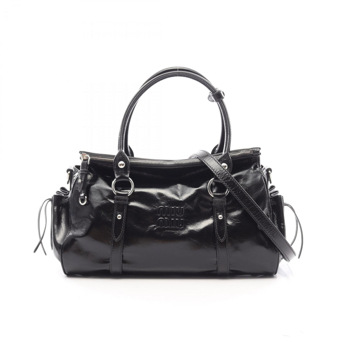 Miu Miu VITELLO SHINE Leather Bag Black