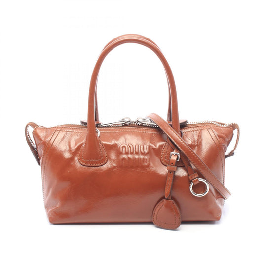 Miu Miu Leather 2-Way Handle Bag Brown