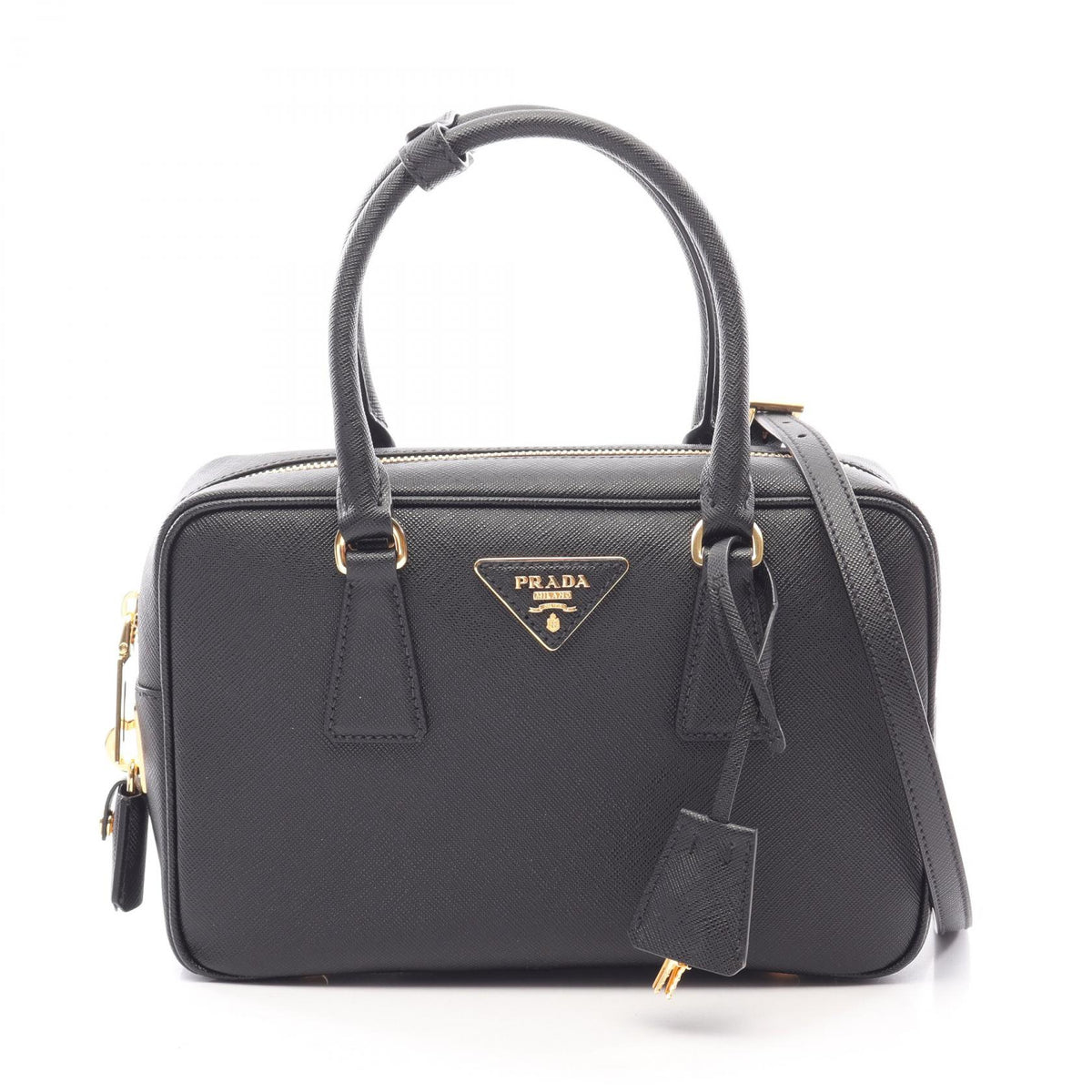 PRADA Saffiano Lux 2-Way Handle Bag Black