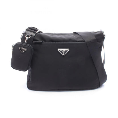 PRADA VELA Nylon Leather Bag Black