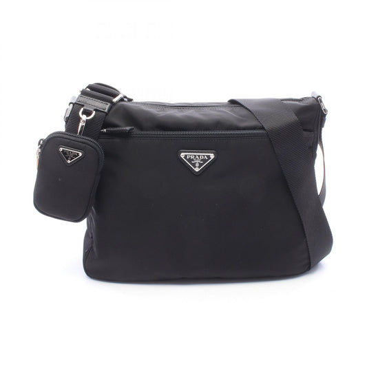 PRADA VELA Nylon Leather Bag Black