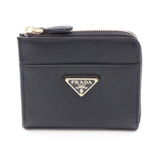 PRADA SAFFIANO TRIANG L-Zip Wallet Black