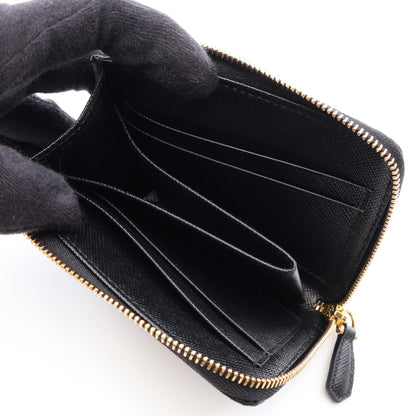 PRADA SAFFIANO TRIANG L-Zip Wallet Black