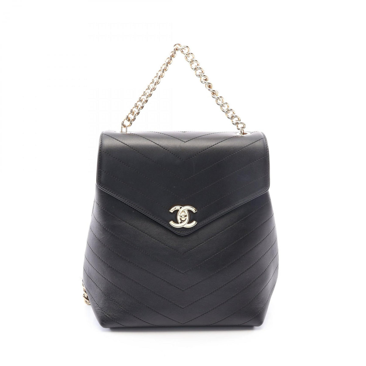 CHANEL V-Stitch Leather Hardware Black Backpack