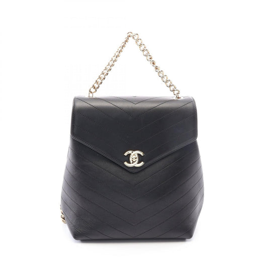 CHANEL V-Stitch Leather Hardware Black Backpack