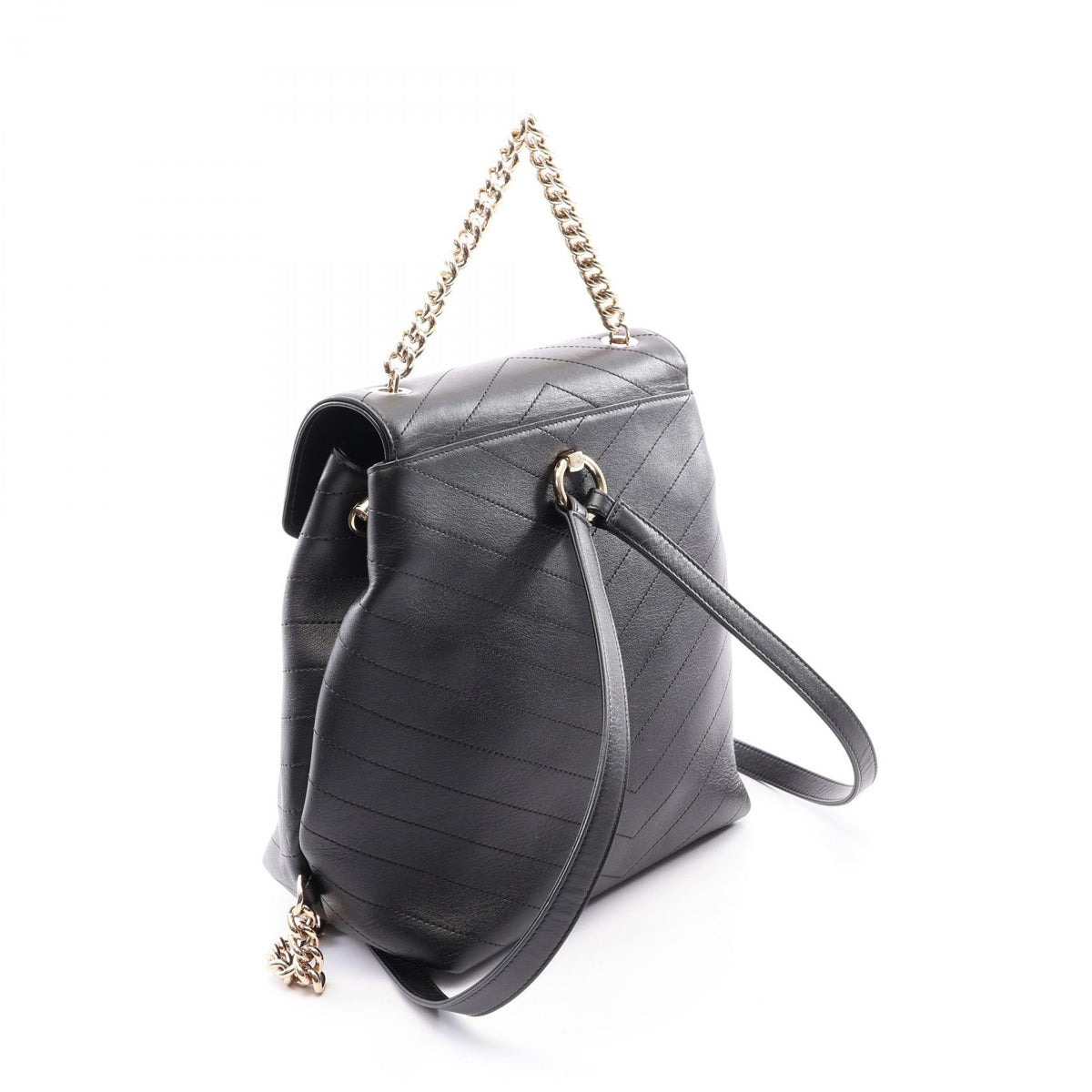 CHANEL V-Stitch Leather Hardware Black Backpack