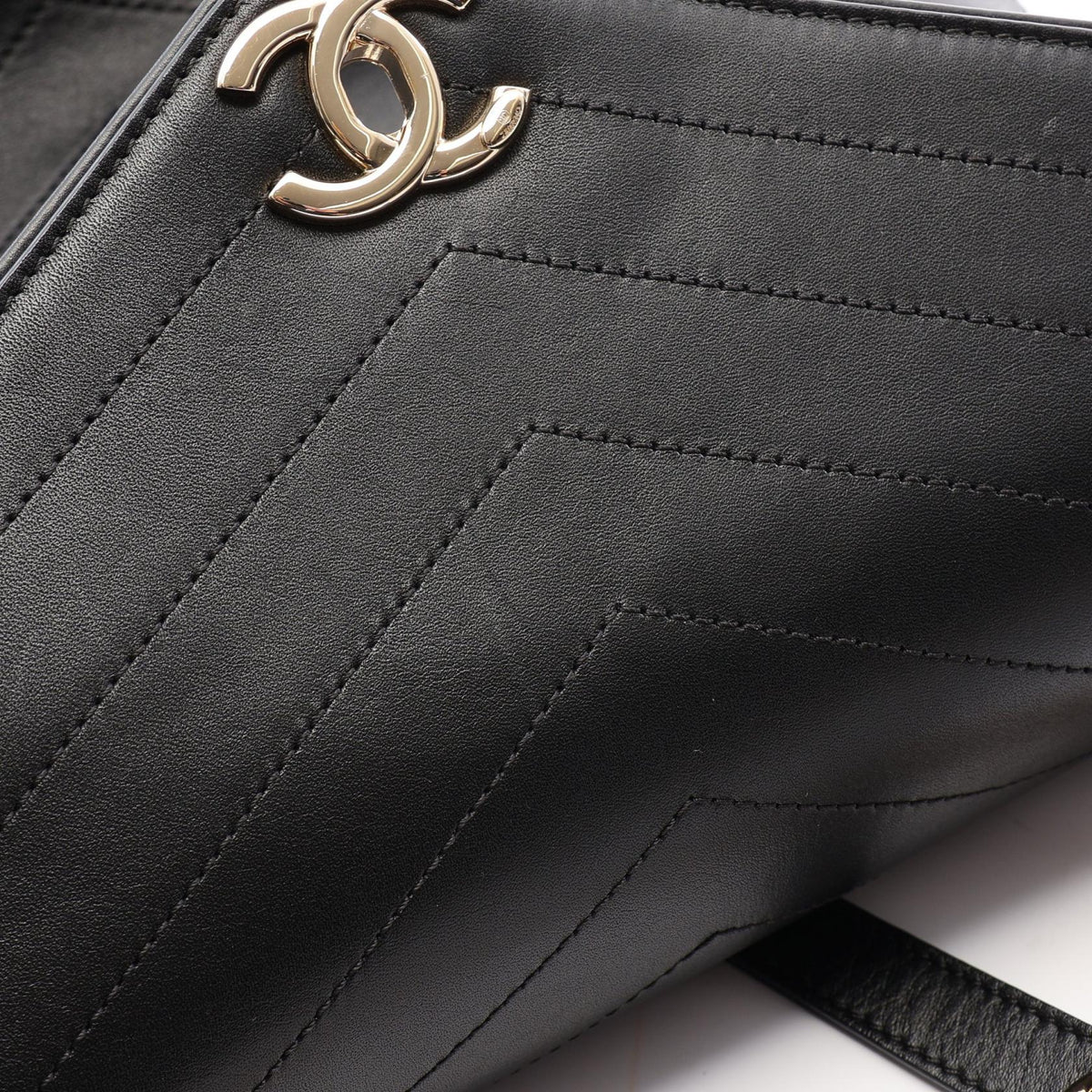 CHANEL V-Stitch Leather Hardware Black Backpack
