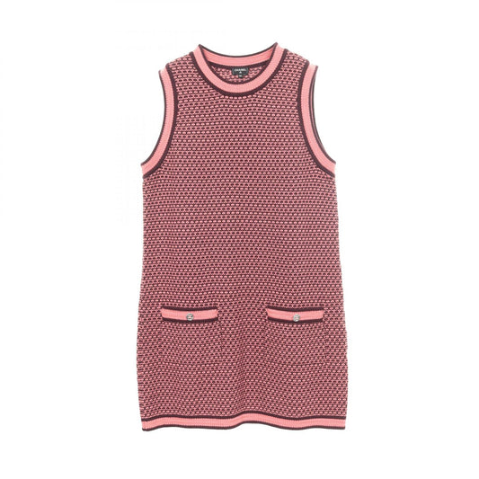 CHANEL Coco Mark Sleeveless Cashmere Dress Size 44