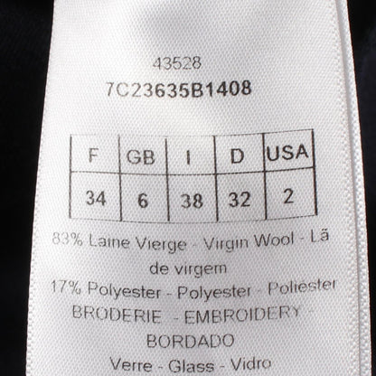 Dior Sleeveless Beaded Applique Midi Dress Wool Poly Size 34
