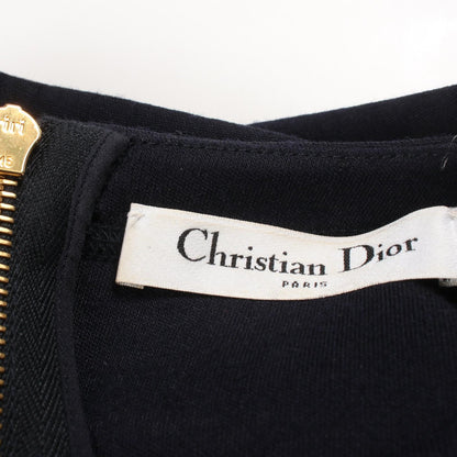 Dior Sleeveless Beaded Applique Midi Dress Wool Poly Size 34