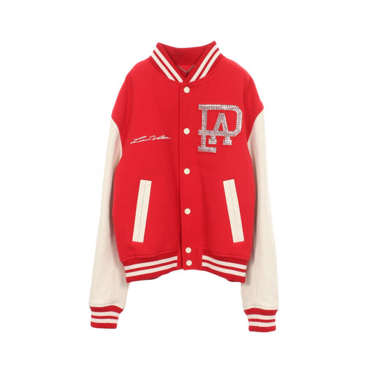 LOUIS VUITTON Rhinestone Varsity Jacket Red Size 56