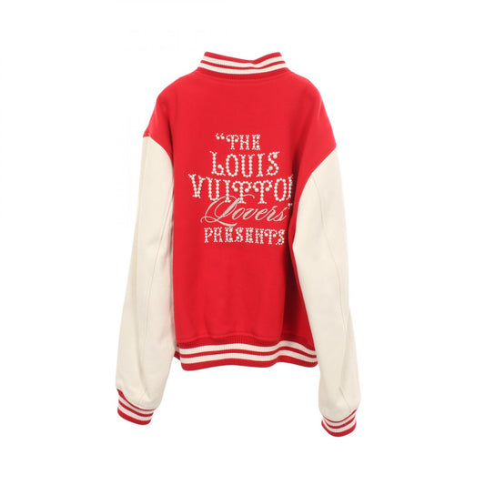 LOUIS VUITTON Rhinestone Varsity Jacket Red Size 56
