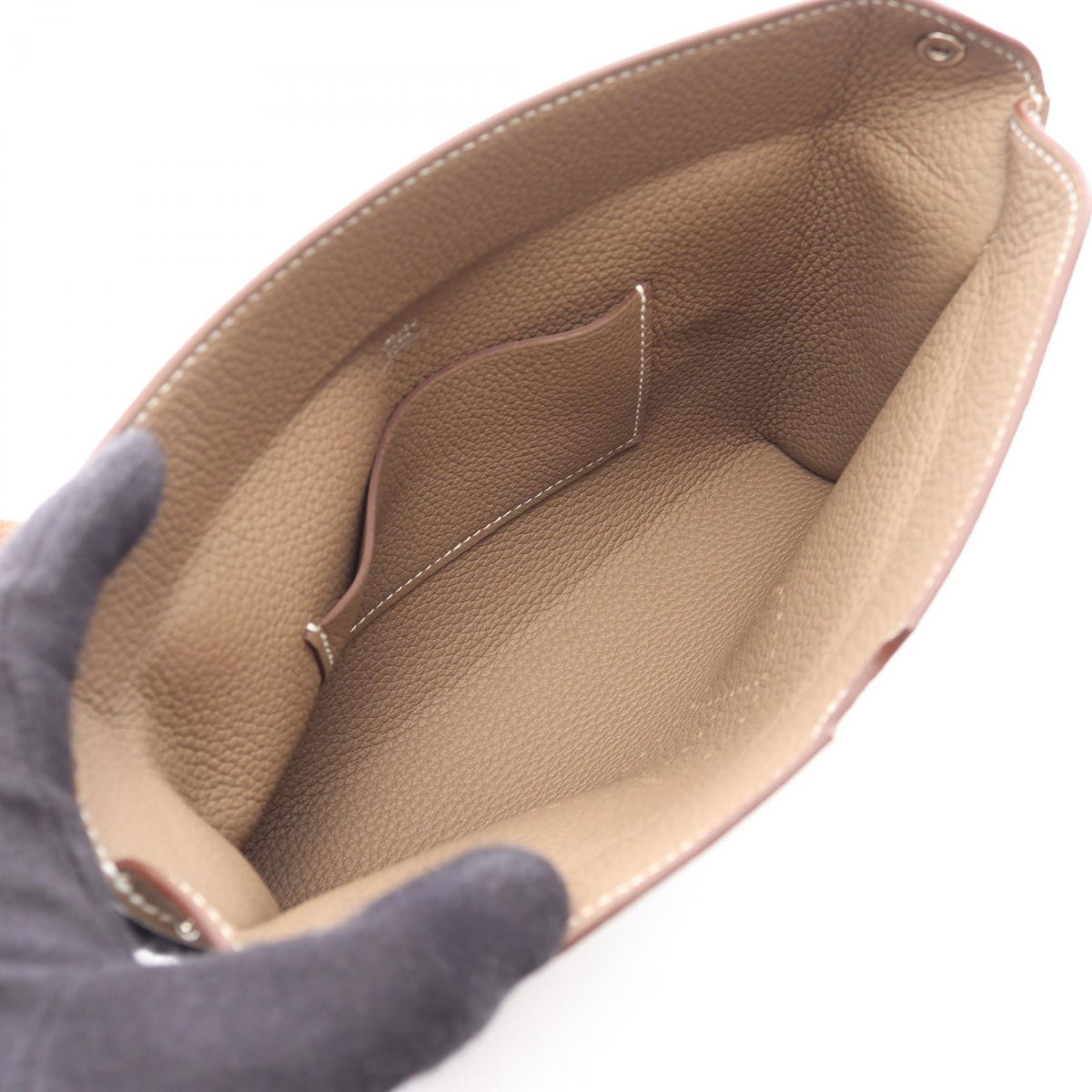 HERMES Vide Poche Etoupe Togo Shoulder Bag