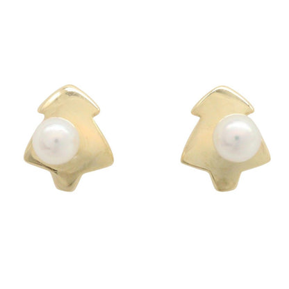 MIKIMOTO K18 Yellow Gold Pearl Earrings