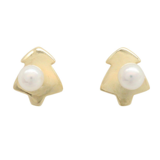 MIKIMOTO K18 Yellow Gold Pearl Earrings