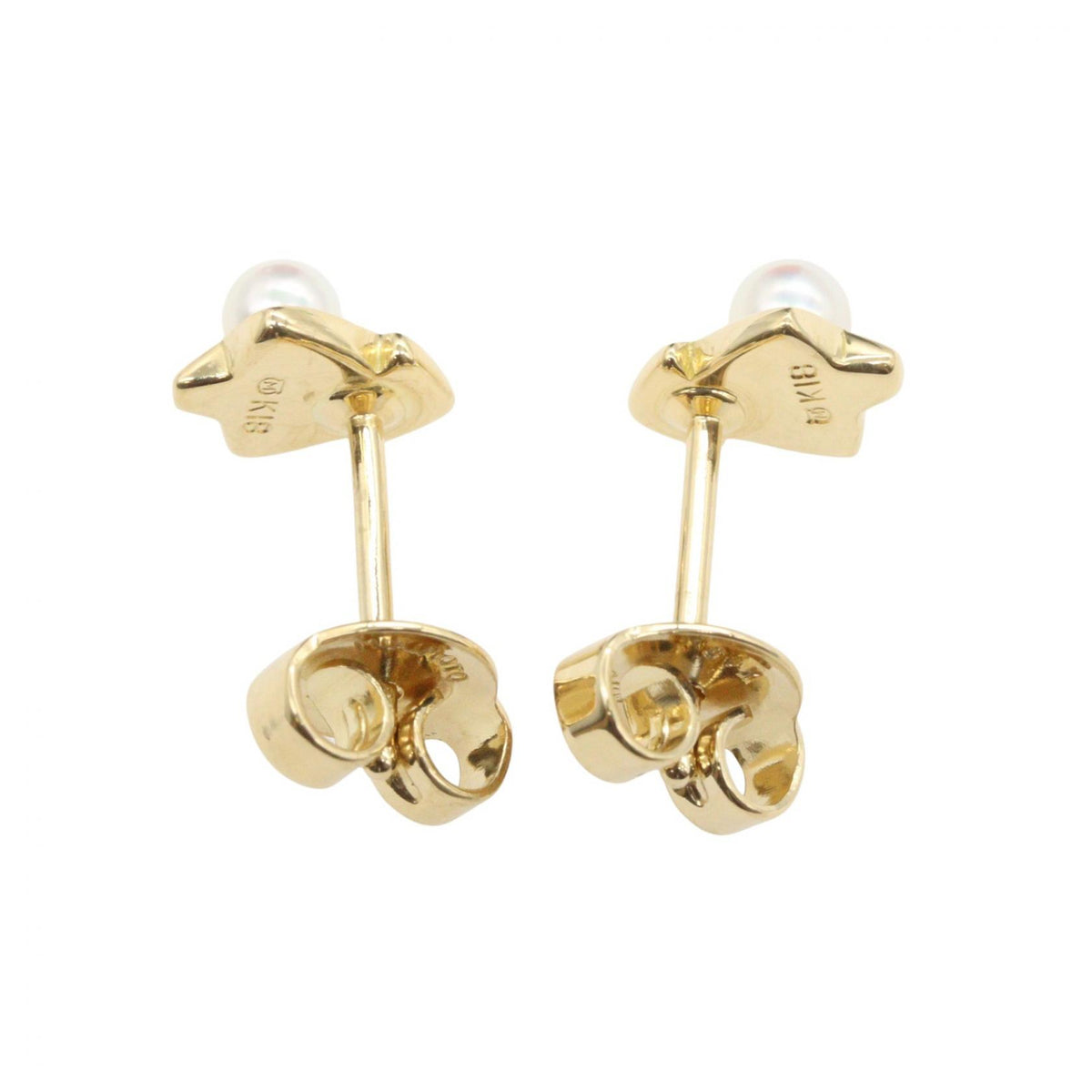 MIKIMOTO K18 Yellow Gold Pearl Earrings