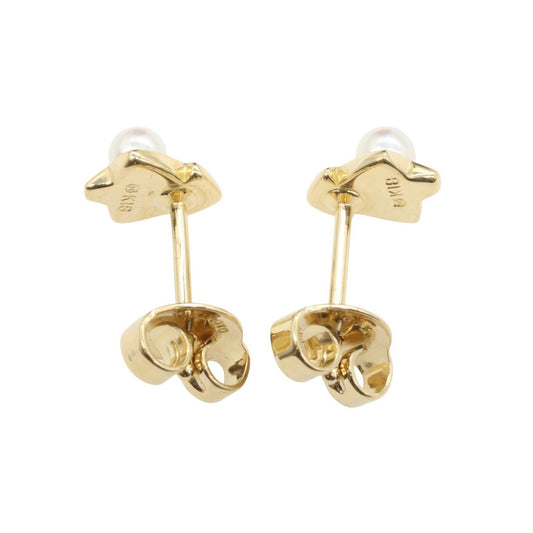 MIKIMOTO K18 Yellow Gold Pearl Earrings