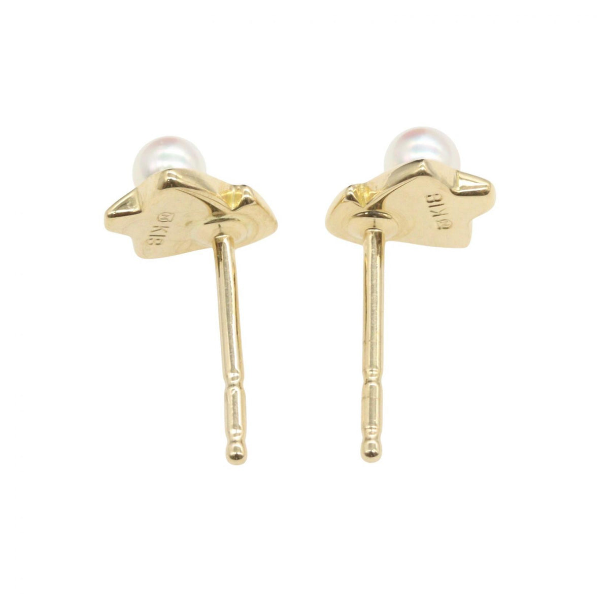 MIKIMOTO K18 Yellow Gold Pearl Earrings
