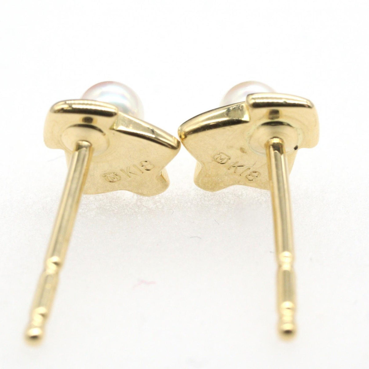 MIKIMOTO K18 Yellow Gold Pearl Earrings