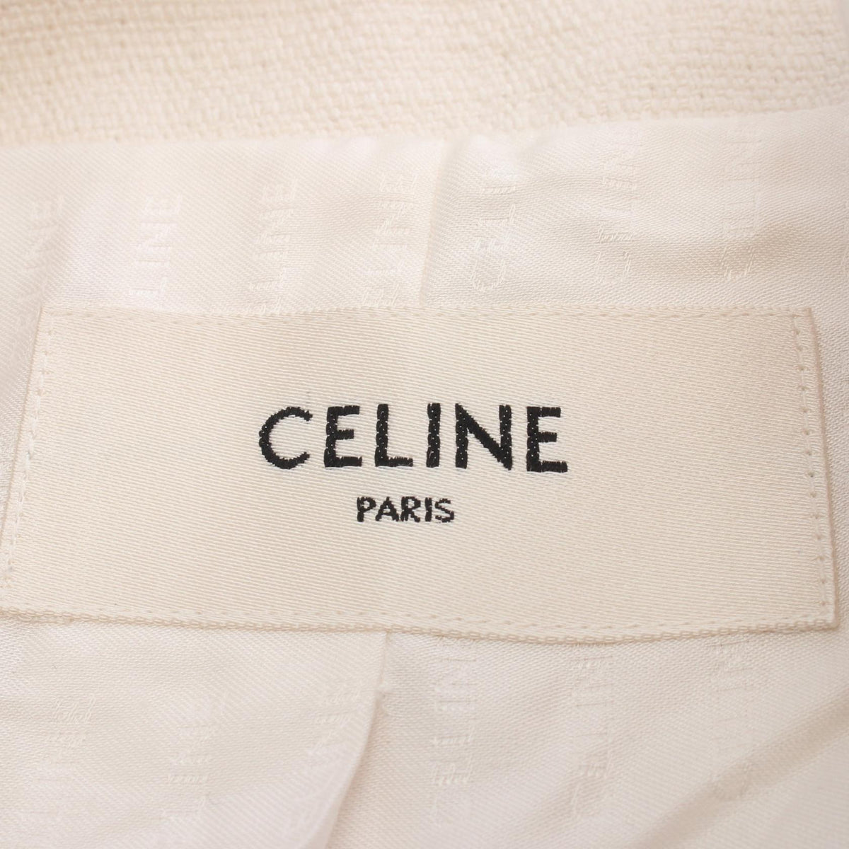 CELINE Tweed Silk Collarless Jacket Size 36