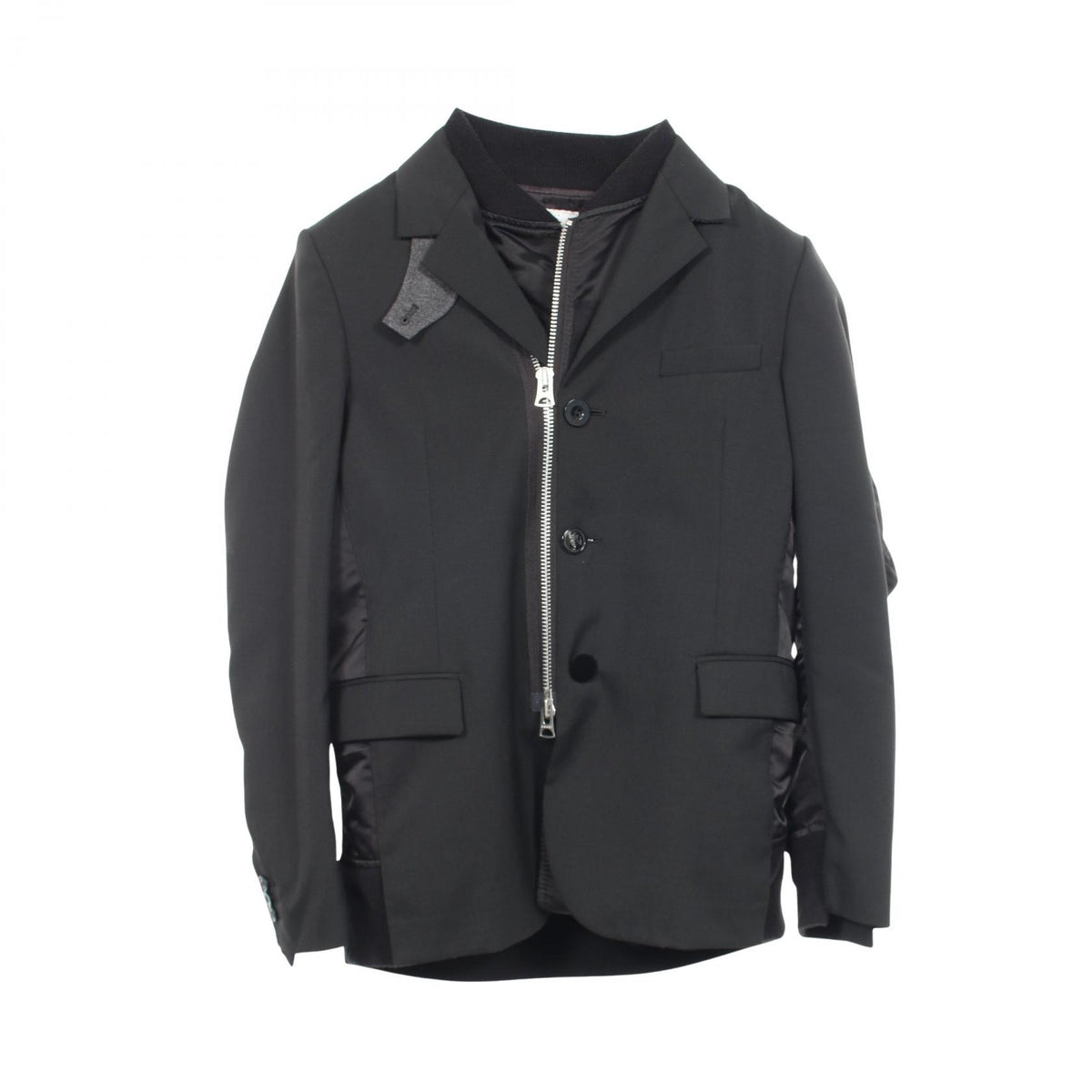 Sacai Suiting MA-1 Wool Poly Bomber Jacket Black Size 2