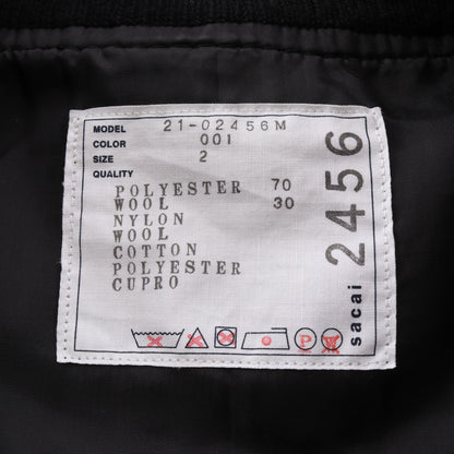 Sacai Suiting MA-1 Wool Poly Bomber Jacket Black Size 2