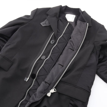 Sacai Suiting MA-1 Wool Poly Bomber Jacket Black Size 2
