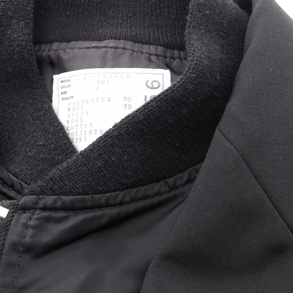 Sacai Suiting MA-1 Wool Poly Bomber Jacket Black Size 2