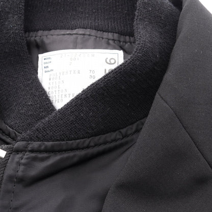 Sacai Suiting MA-1 Wool Poly Bomber Jacket Black Size 2
