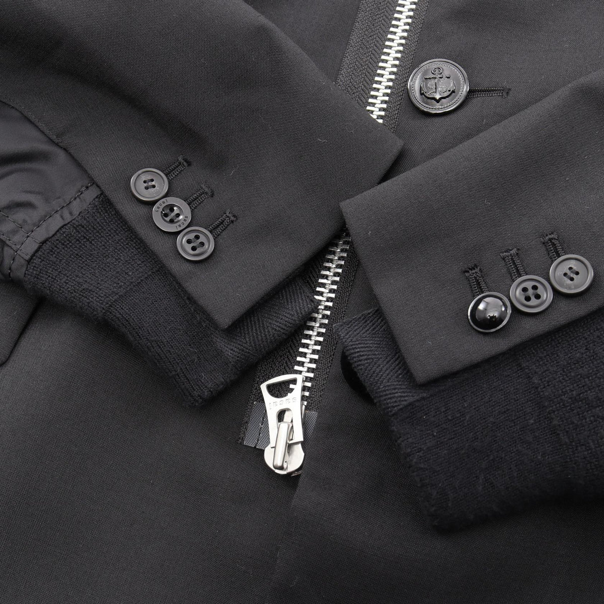 Sacai Suiting MA-1 Wool Poly Bomber Jacket Black Size 2