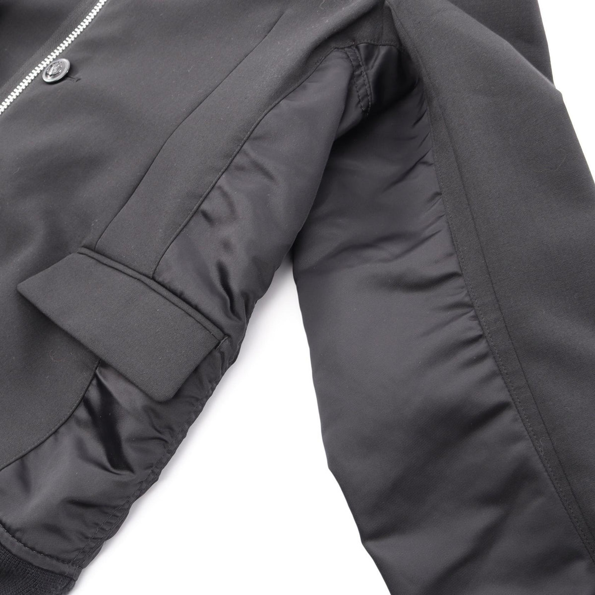 Sacai Suiting MA-1 Wool Poly Bomber Jacket Black Size 2
