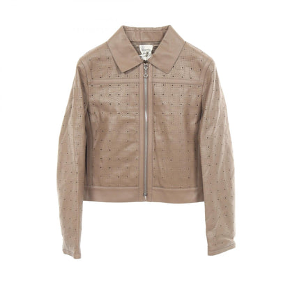 HERMES Perforated Lambskin Leather Jacket Size 38