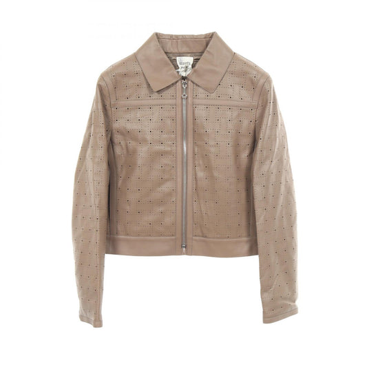 HERMES Perforated Lambskin Leather Jacket Size 38