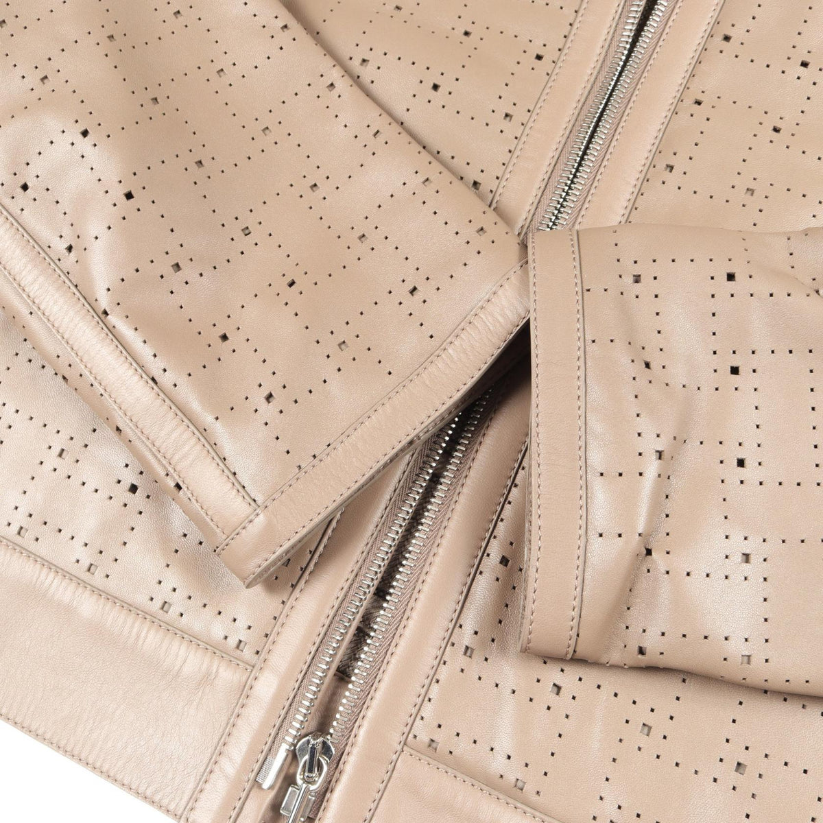 HERMES Perforated Lambskin Leather Jacket Size 38