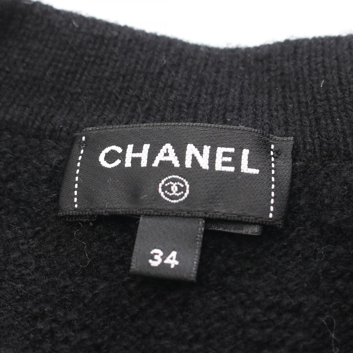 CHANEL CC Button Long Cashmere Black Cardigan Size 34
