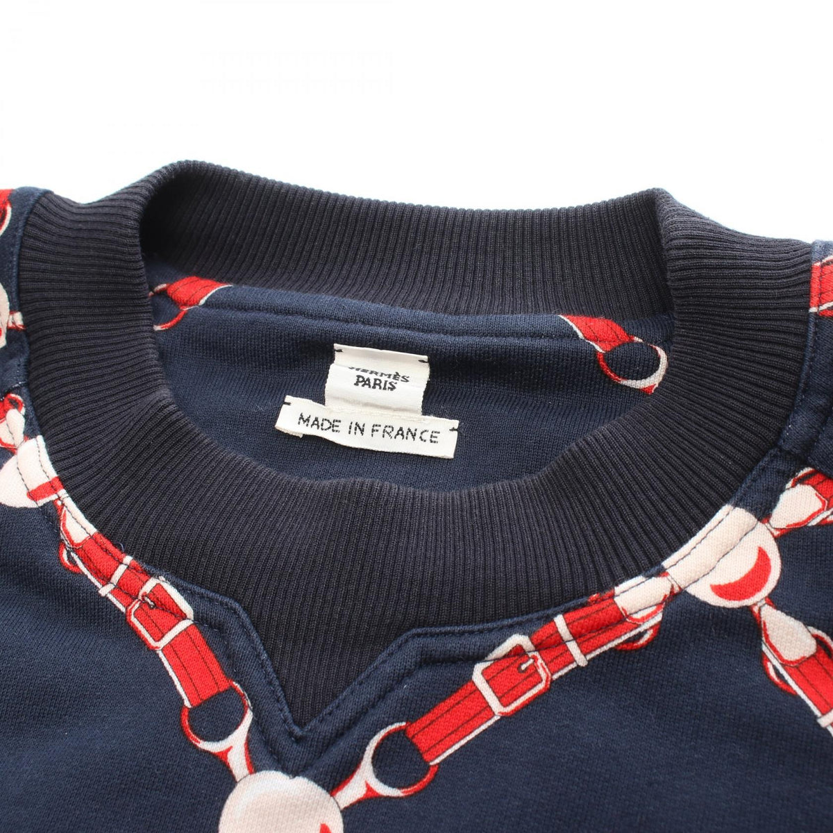 HERMES Ceintures All-Over Print Cotton Sweatshirt Size 40