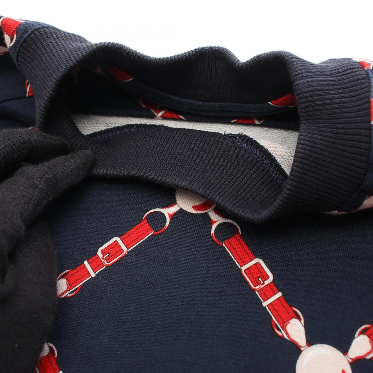 HERMES Ceintures All-Over Print Cotton Sweatshirt Size 40