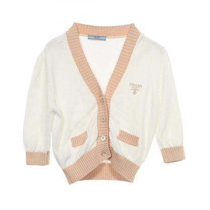 PRADA Logo Embroidered Cropped Cotton Cardigan Size 38