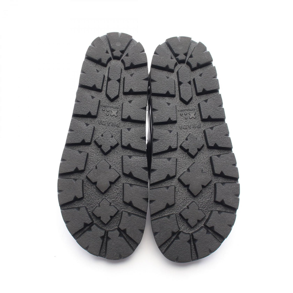 PRADA Triangle Plate Leather Sandals Black Size 38