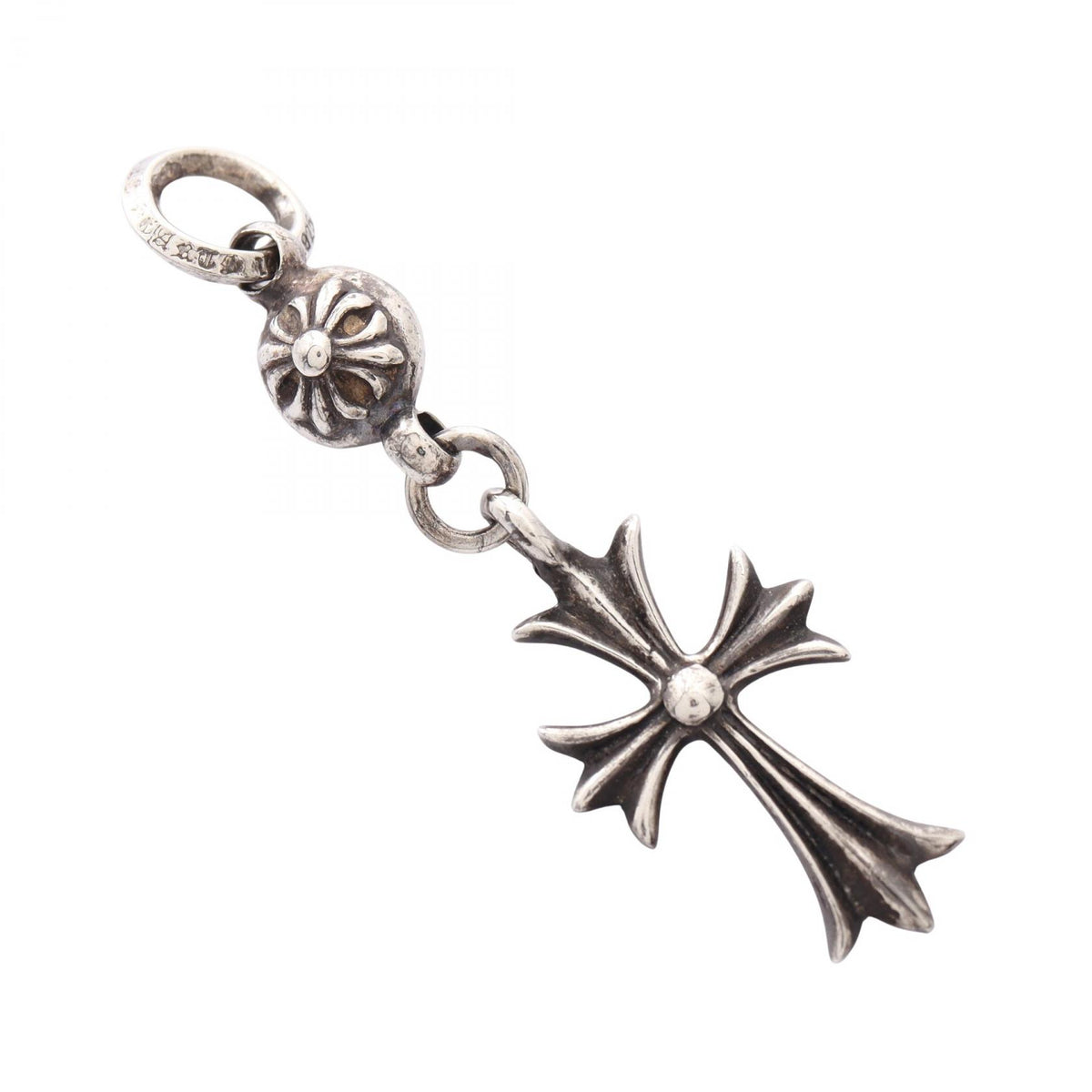 CHROME HEARTS Silver 1 Ball Tiny CH Cross Pendant
