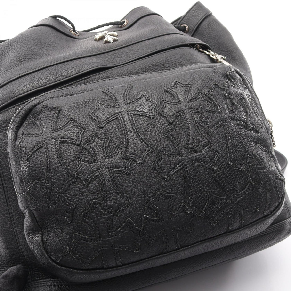 CHROME HEARTS Strange Love Cemetery Cross Leather Backpack