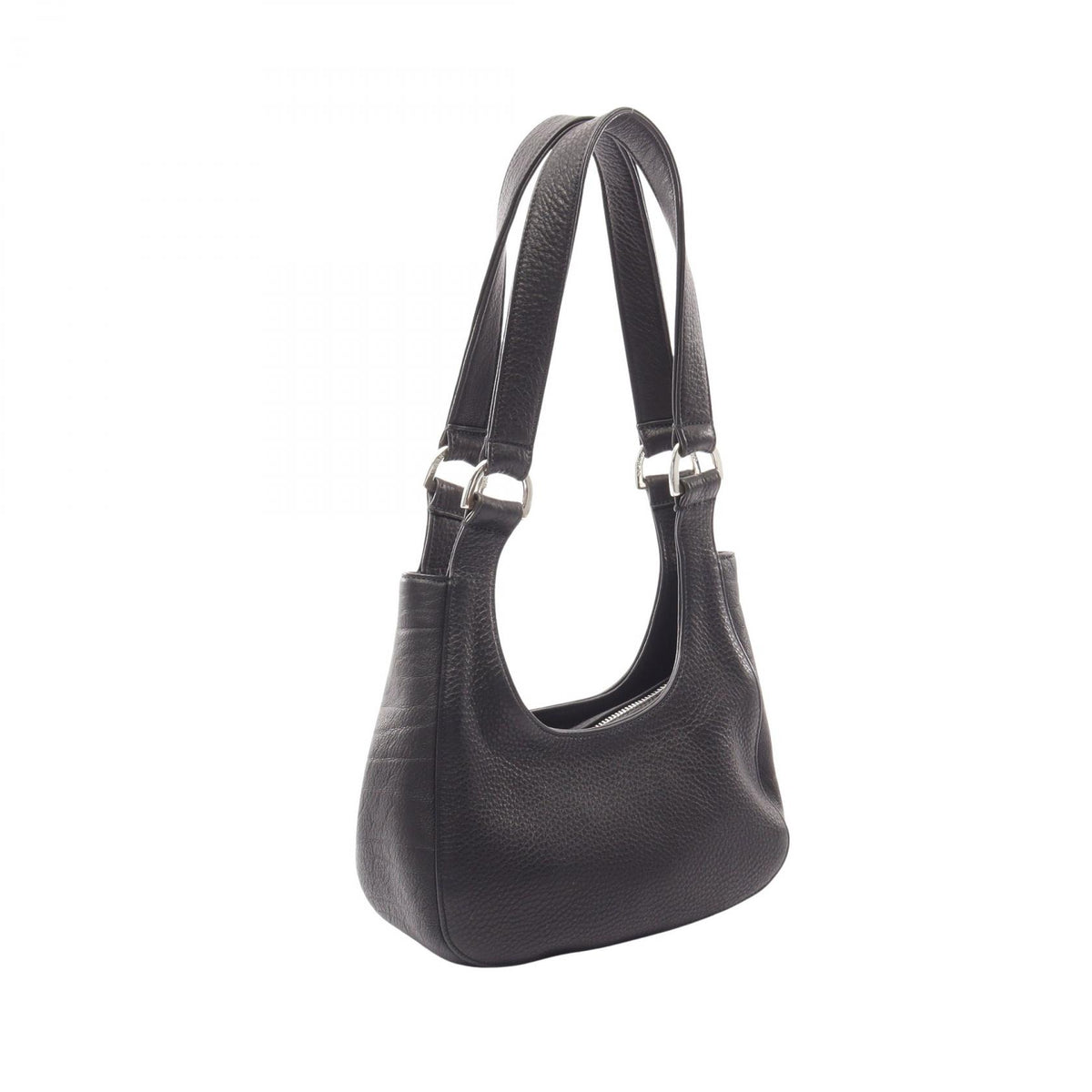 CHROME HEARTS HOBO Scroll Black Leather Shoulder Bag