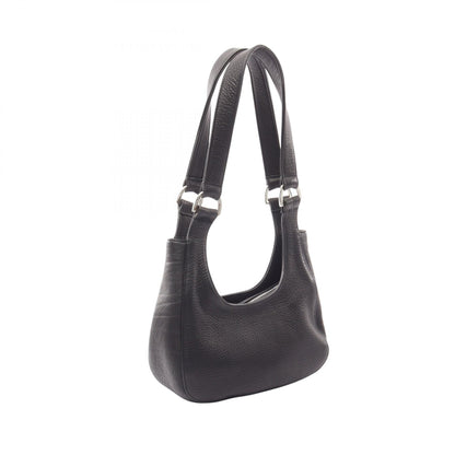 CHROME HEARTS HOBO Scroll Black Leather Shoulder Bag