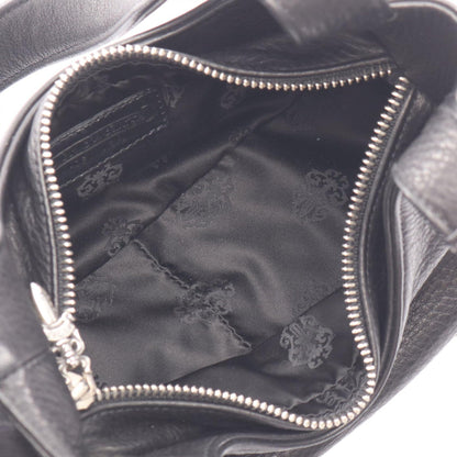 CHROME HEARTS HOBO Scroll Black Leather Shoulder Bag