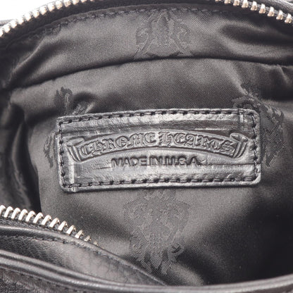CHROME HEARTS HOBO Scroll Black Leather Shoulder Bag