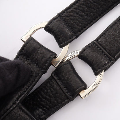 CHROME HEARTS HOBO Scroll Black Leather Shoulder Bag