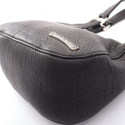CHROME HEARTS HOBO Scroll Black Leather Shoulder Bag