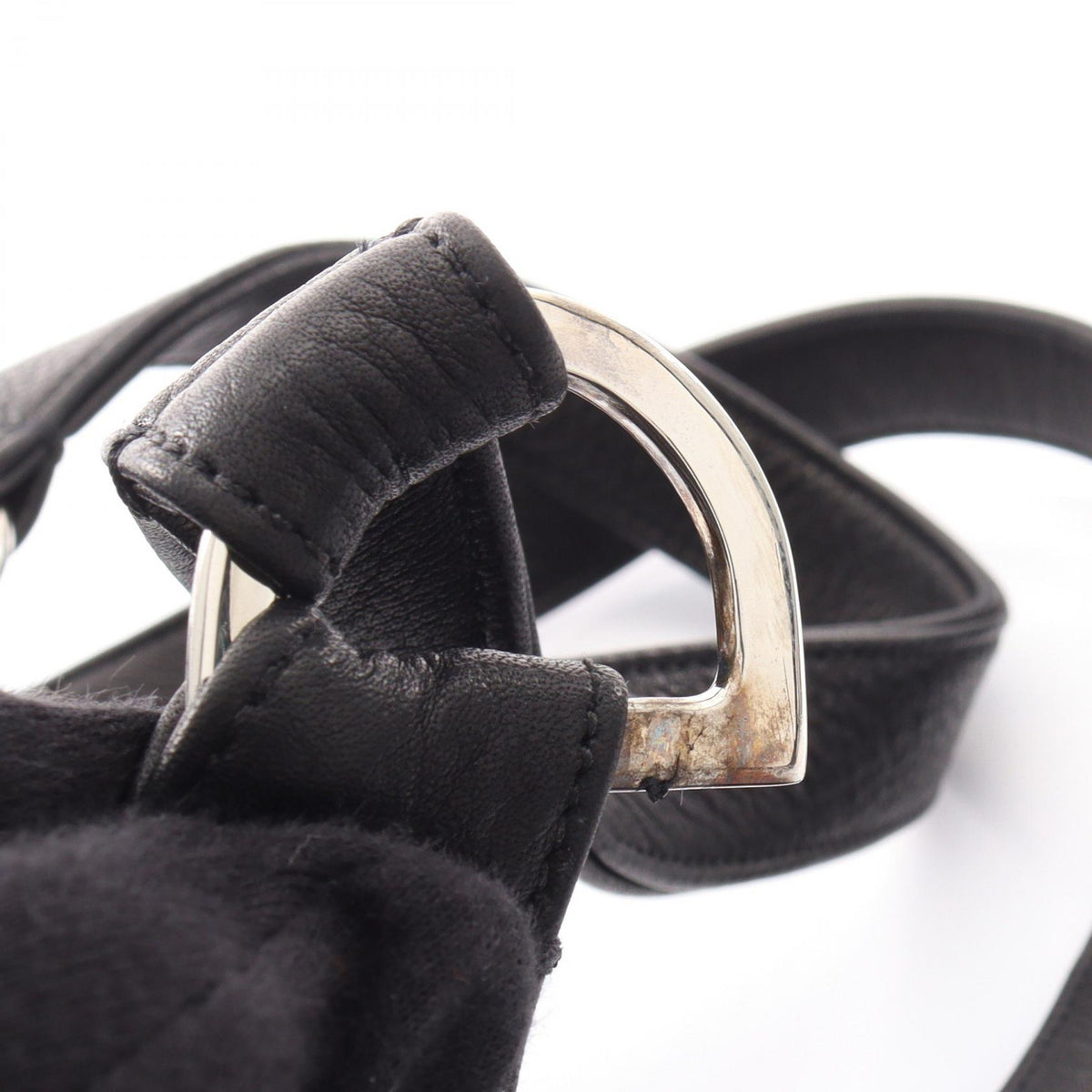 CHROME HEARTS HOBO Scroll Black Leather Shoulder Bag