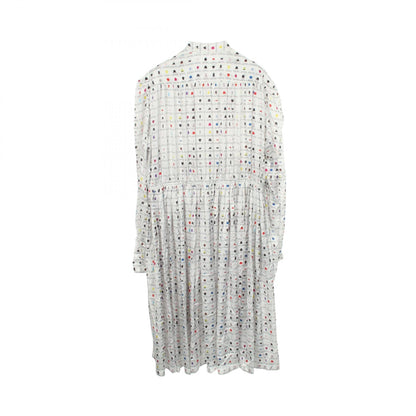 BALENCIAGA Graphic Ribbon Tie Long Sleeve White Multi Dress Size L