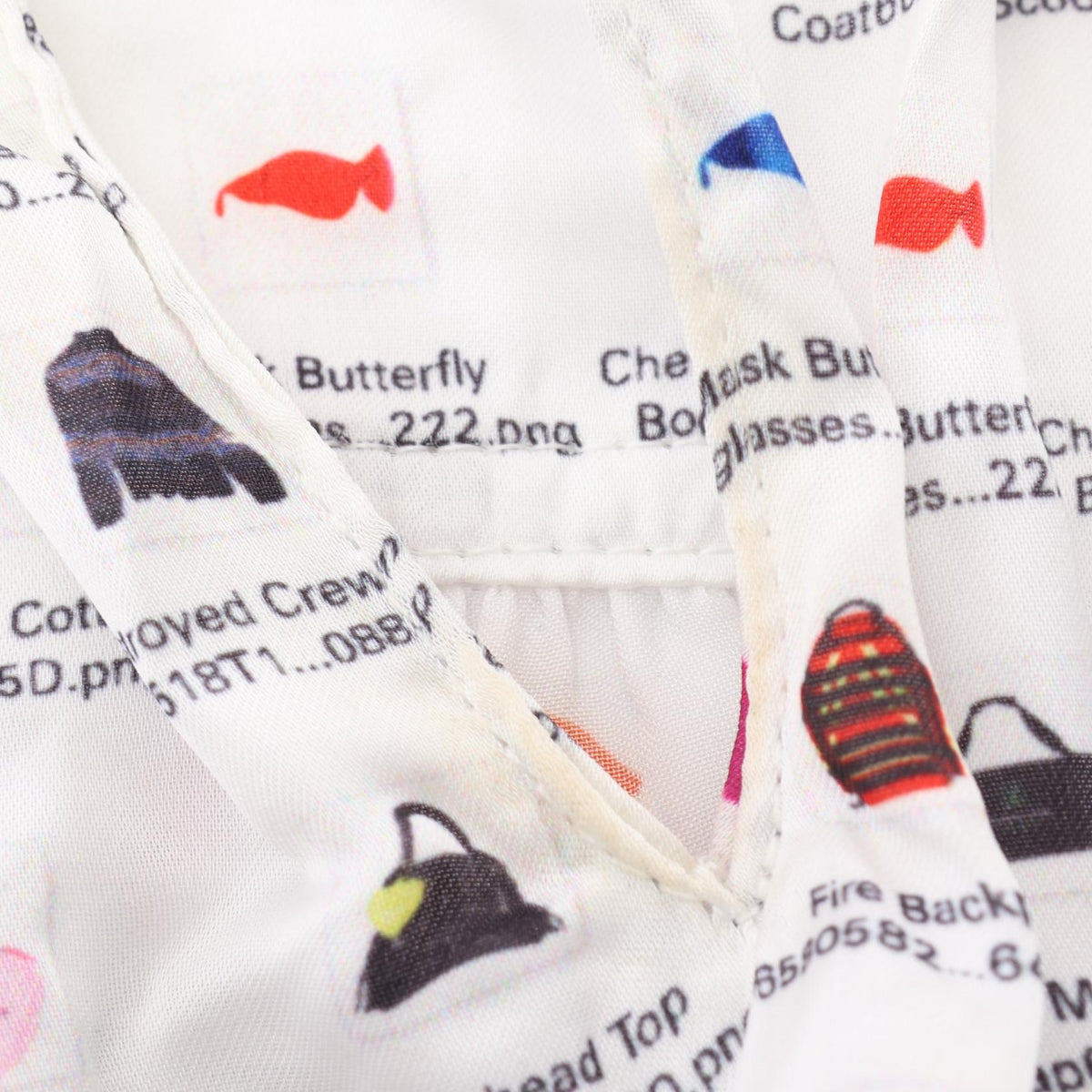 BALENCIAGA Graphic Ribbon Tie Long Sleeve White Multi Dress Size L